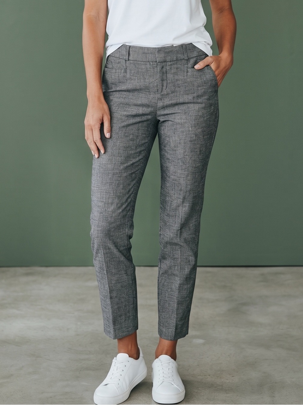 BANANA REPUBLIC Petite Sloan Grey Cropped Ankle Pants | Size 0